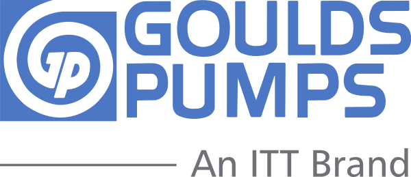 a blue and white logo for goulds pumps an itt brand