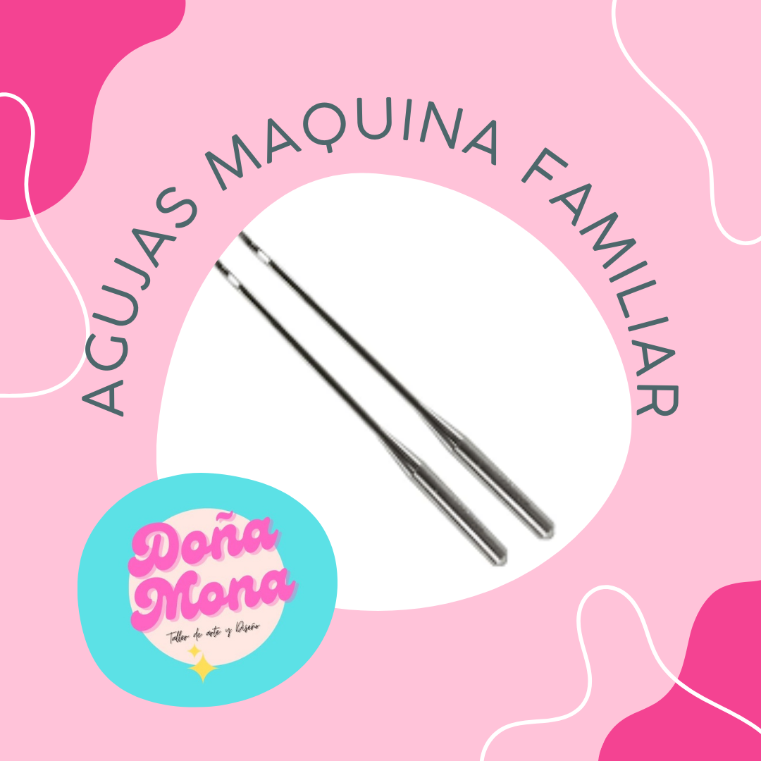 Dos agujas para máquina de coser. Texto: 