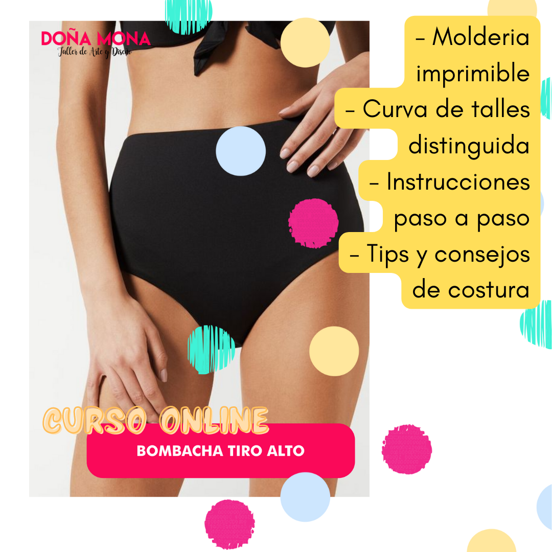 MOLDE PARA: Bombacha tiro alto en 4 talles