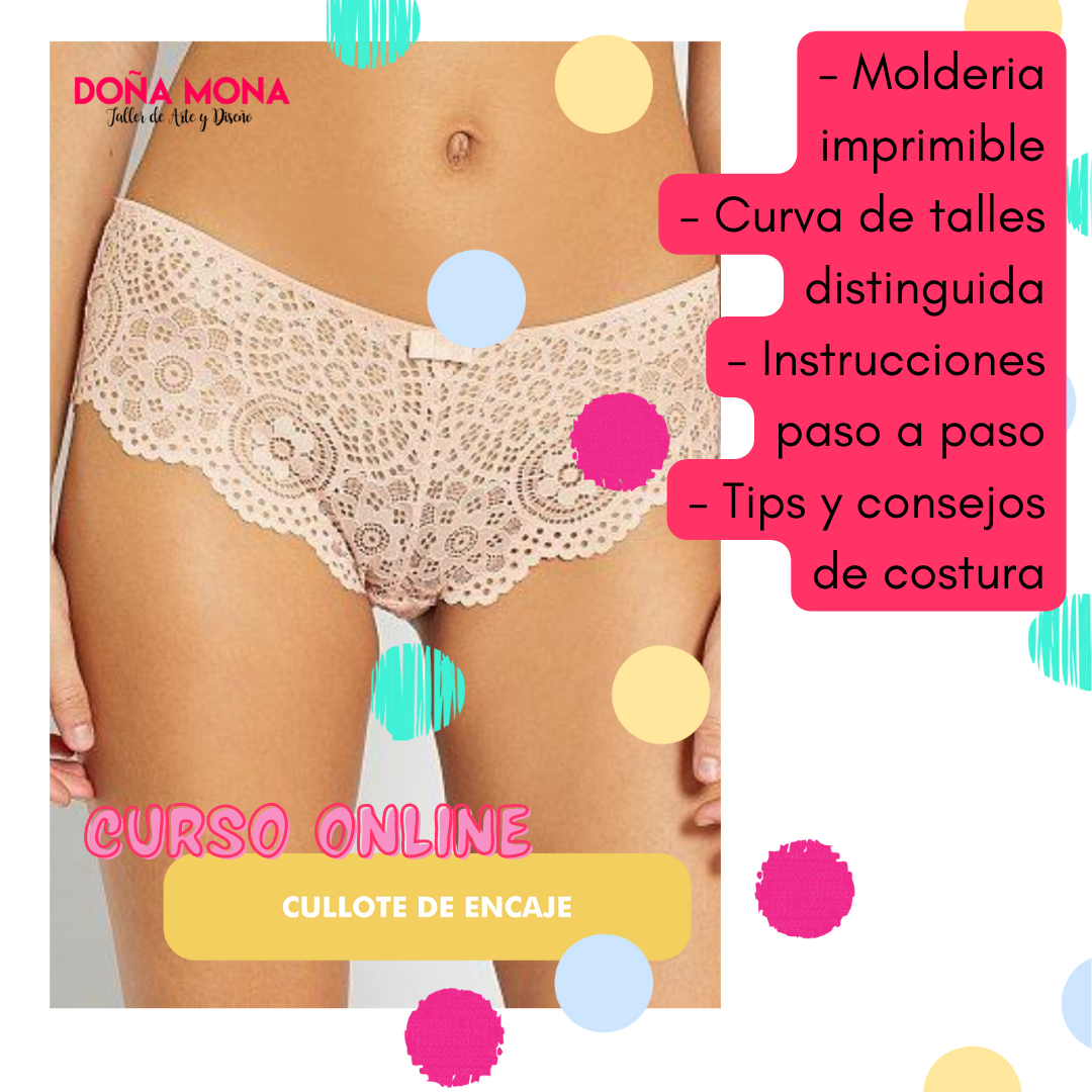 MOLDE PARA: Cullotte de encaje tira en 4 talles