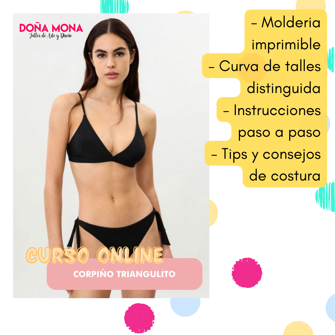 MOLDE PARA: Corpiño triangulito en 4 talles