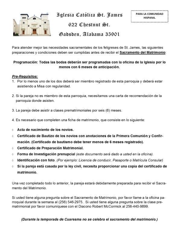 Marriage info spanish