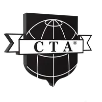 Black and white logo with a globe and the letters "CTA" inside a shield-shaped emblem.