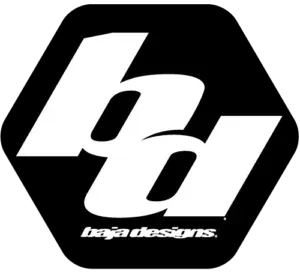 A black and white logo for baja designs