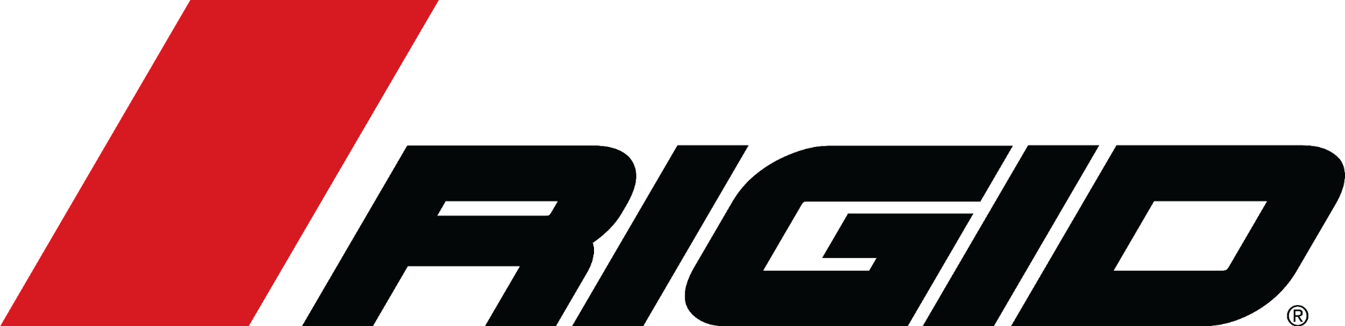 A close up of a rigid logo on a white background.