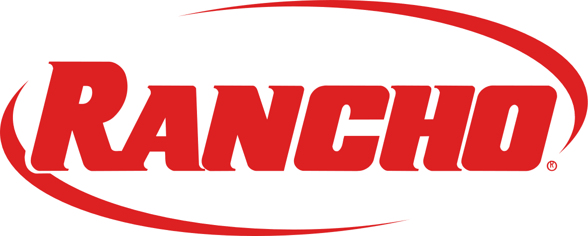 A red rancho logo on a white background