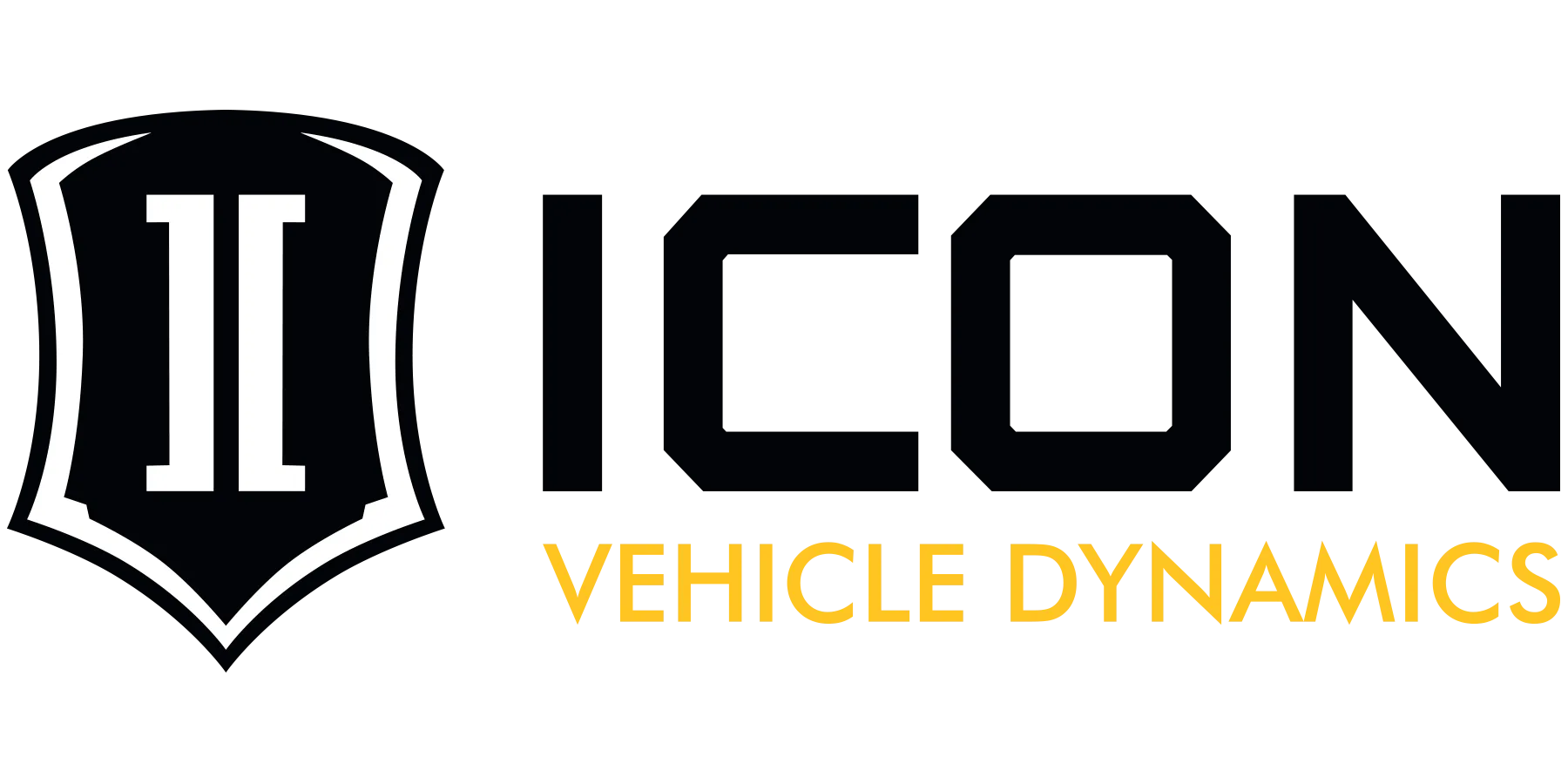 The logo for icon vehicle dynamics has a shield on it.