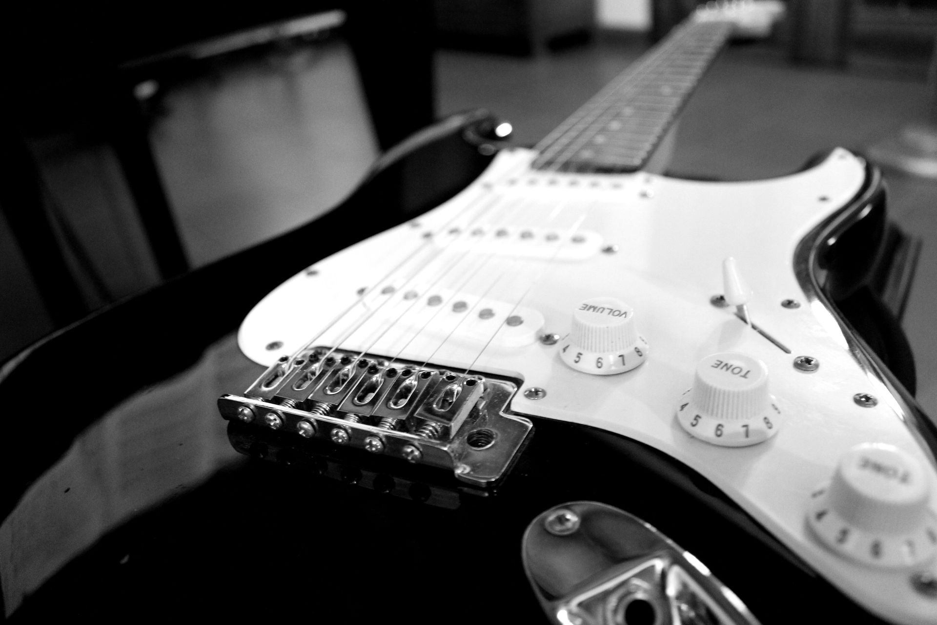 Black and White Fender Stratocaster