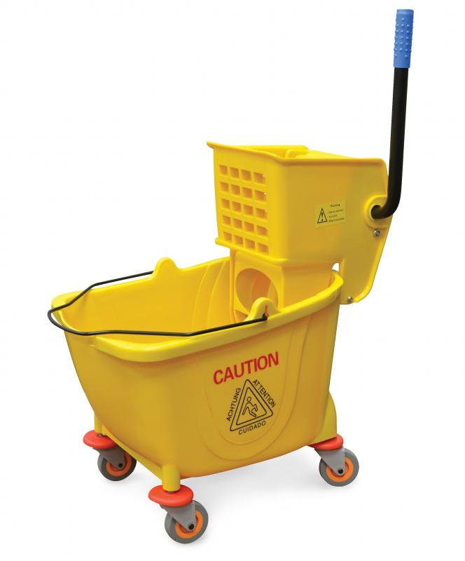 Yellow mop bucket