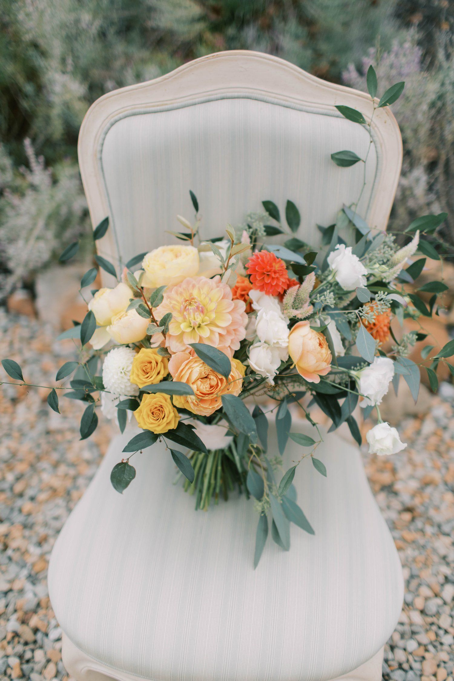 DIY orange wedding flowers locally grown in Lancaster Ohio