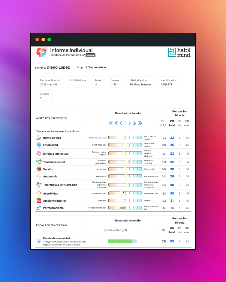 Indicadores de la Herramienta