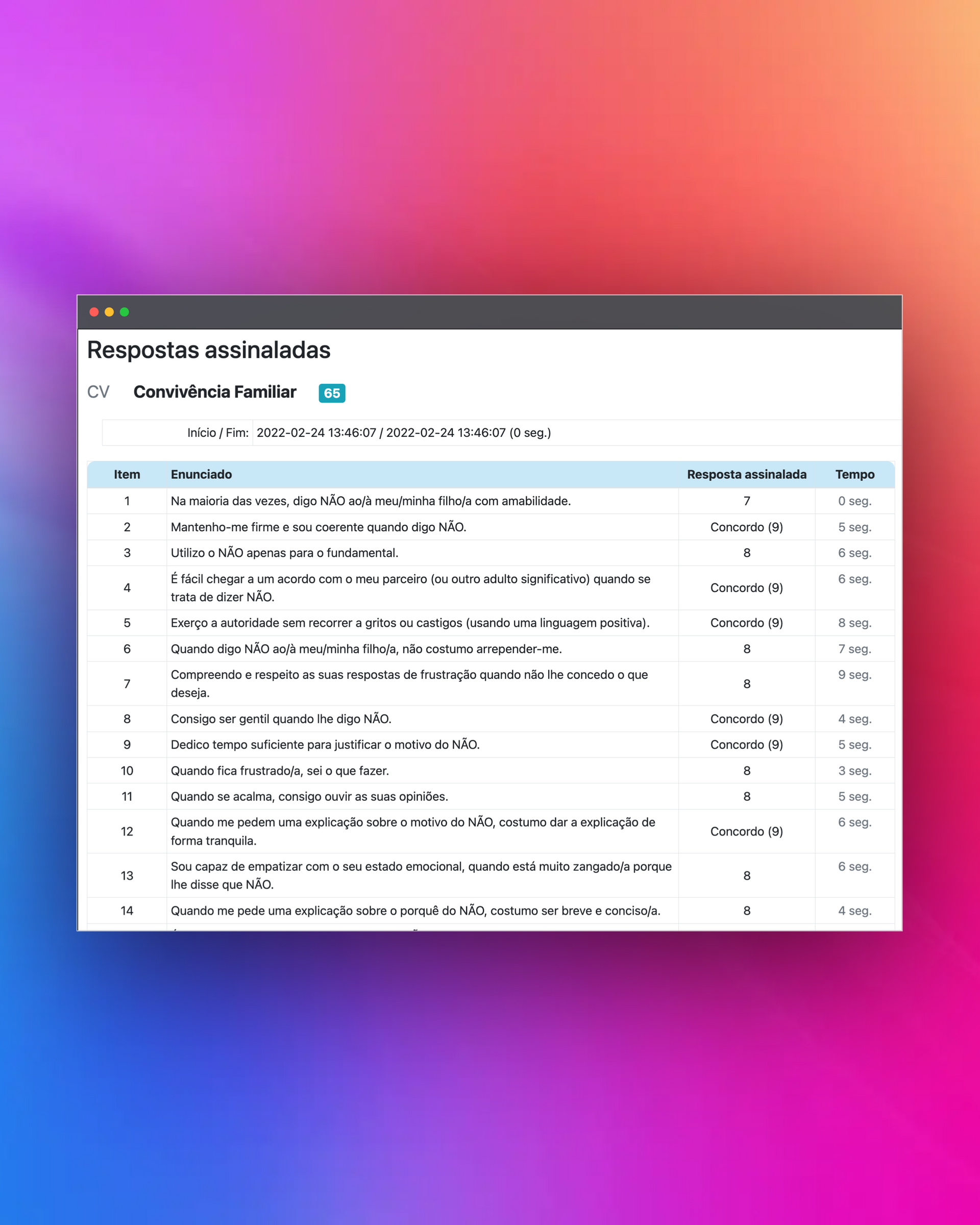 Relatórios e resultados