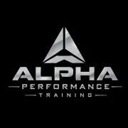 ALPHA Performance Training logo in silver and white on a black background with a stylized triangular emblem