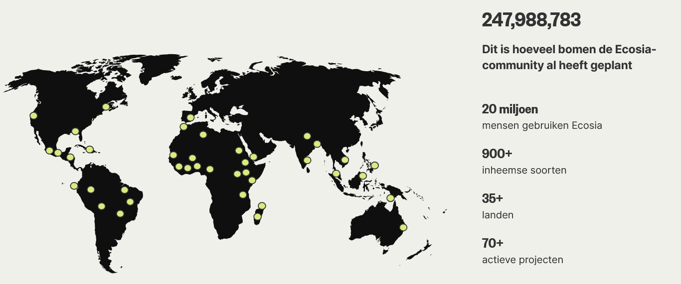 ga naar de website van de groene zoek machine ECOSIA 