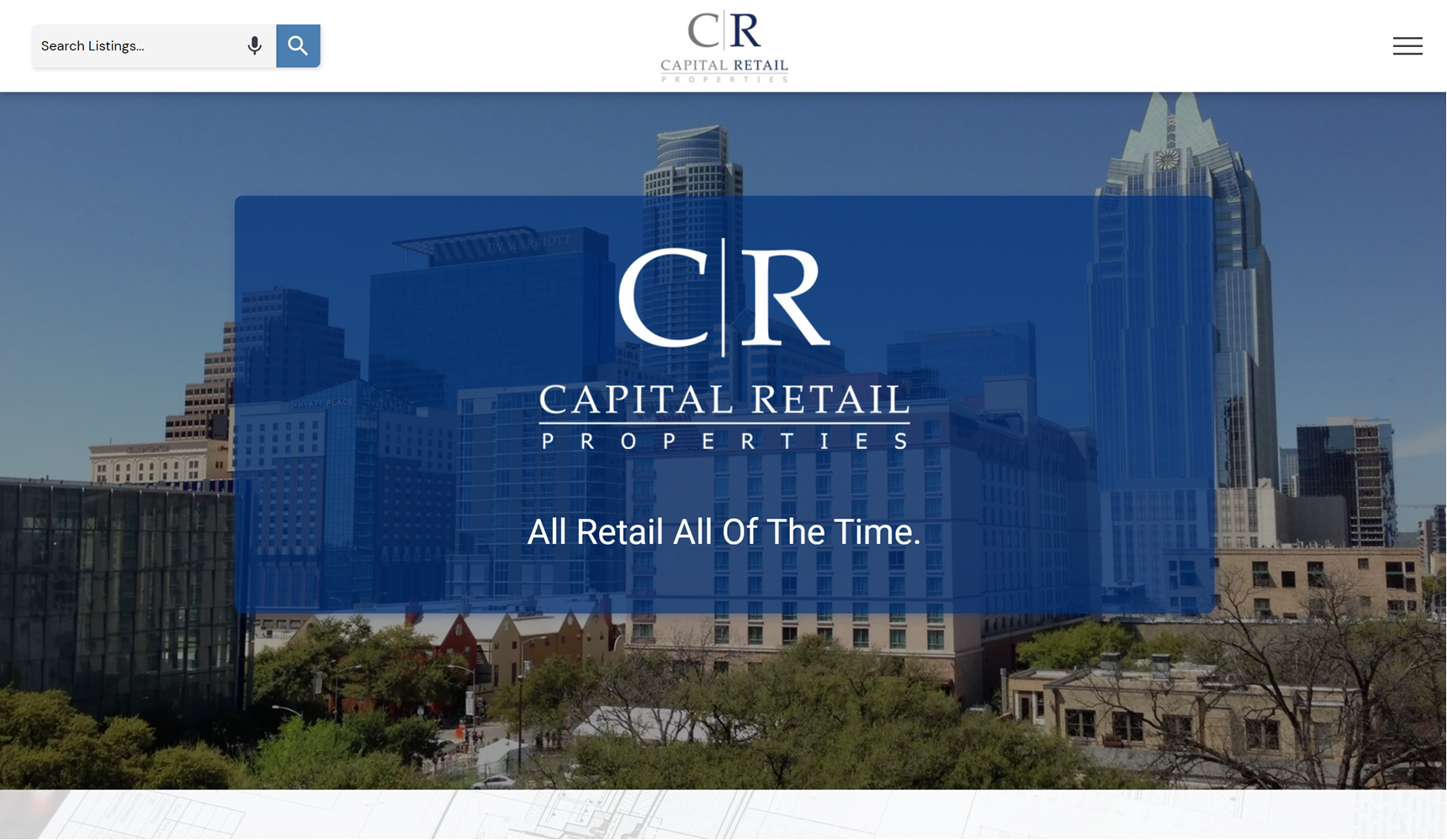 A screenshot of the website for capital retail properties.