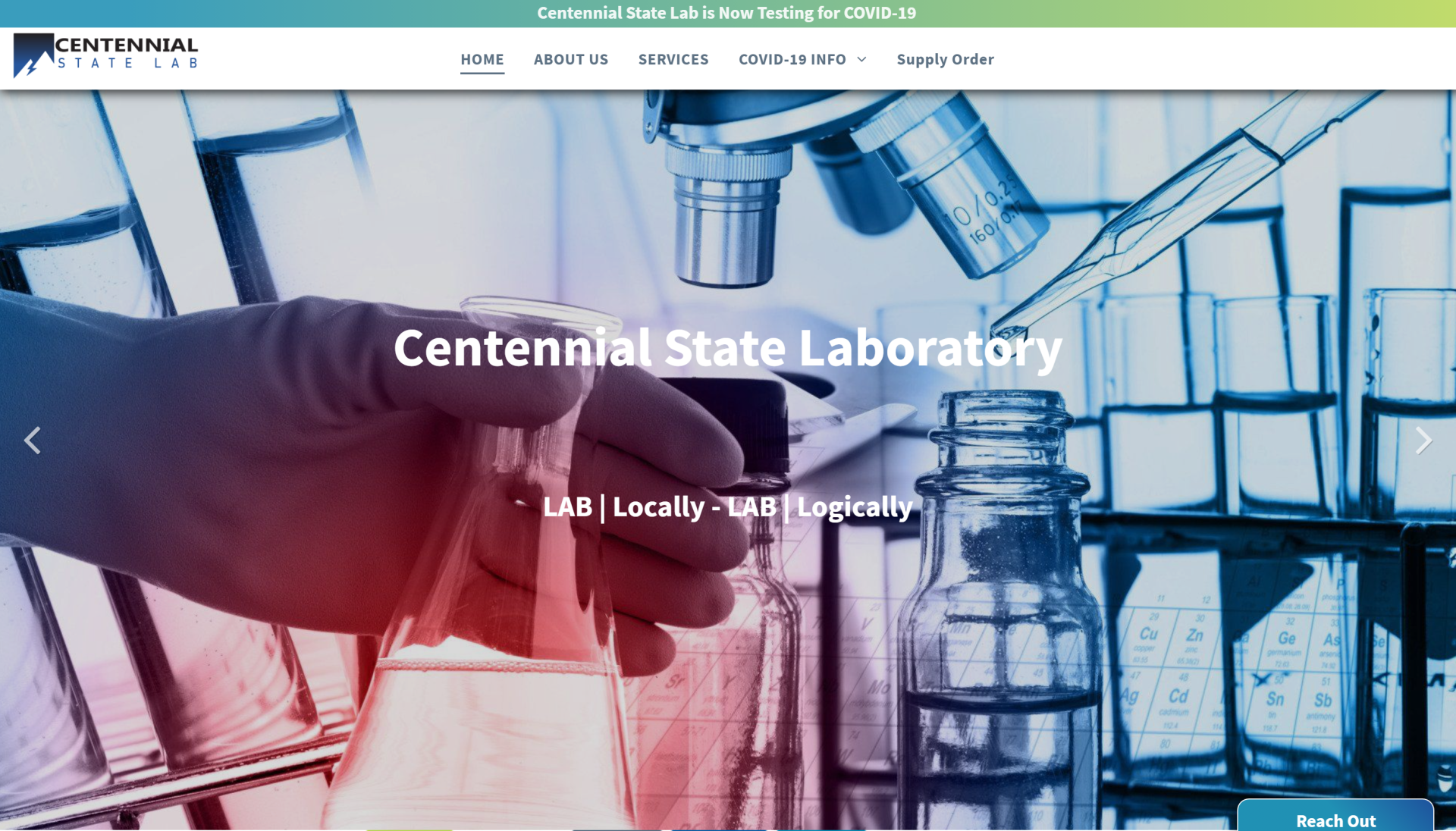 A screenshot of the centennial state laboratory website.