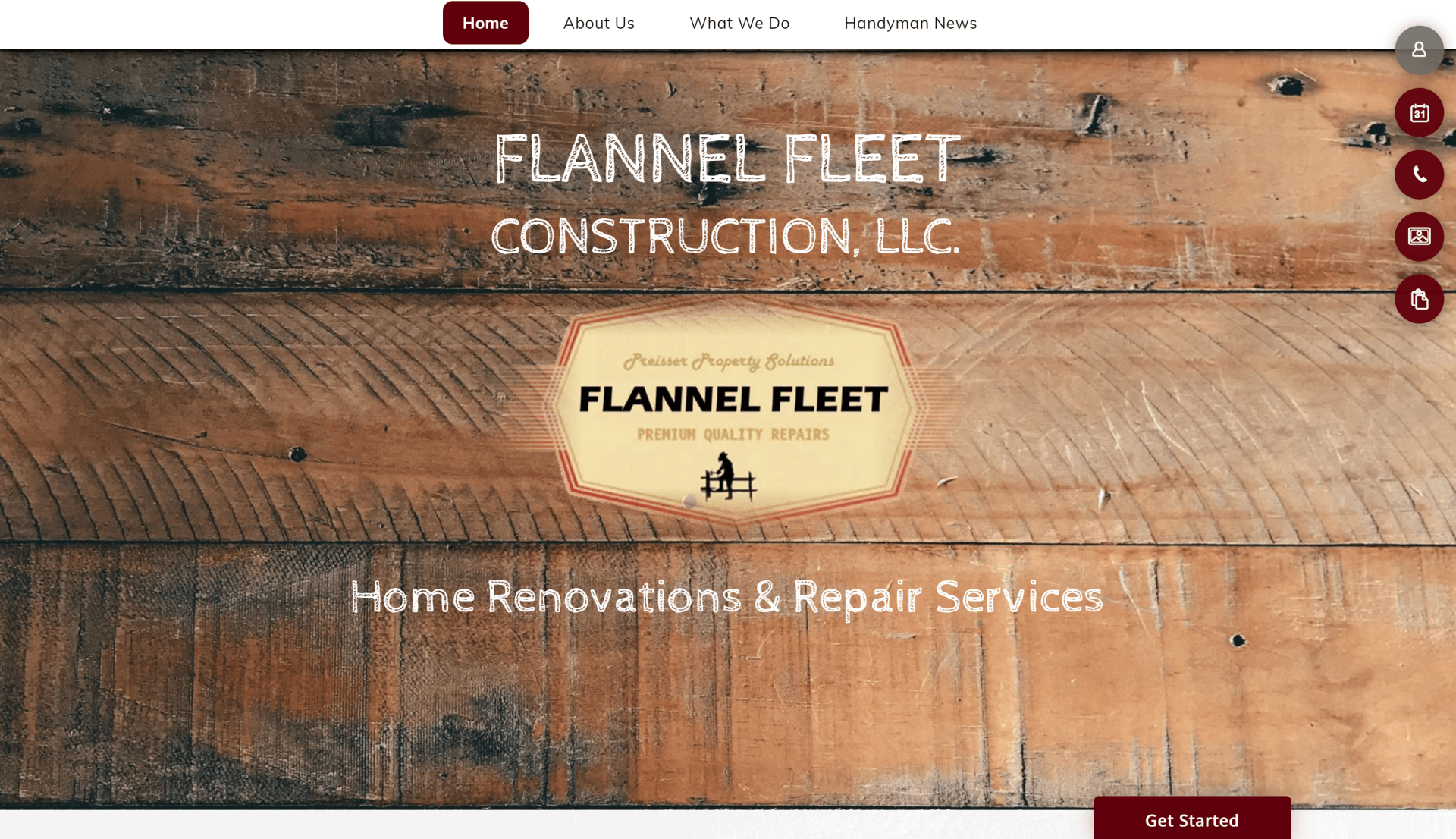 A screenshot of a website for flannel fleet construction llc.