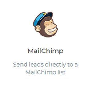 A picture of a monkey wearing a police hat with the words mailchimp send leads directly to a mailchimp list.