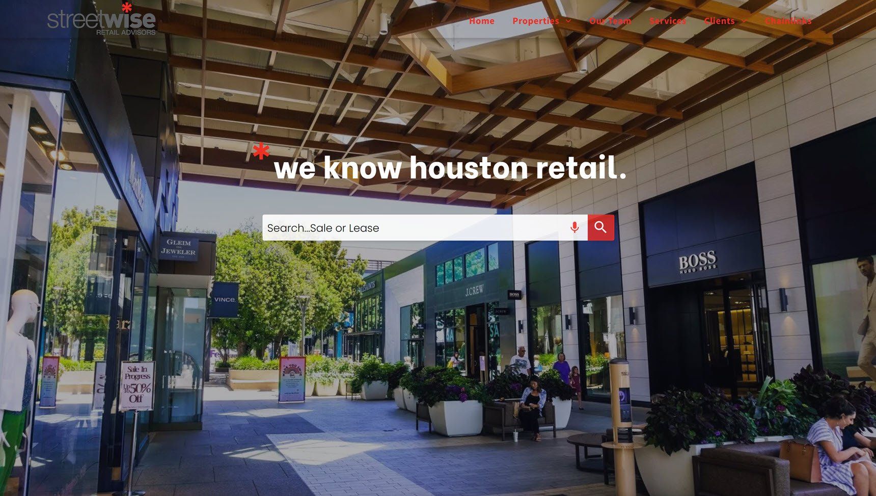 A screenshot of a website that says `` we know houston retail ''.