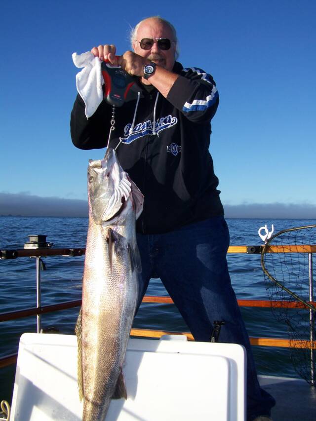 A man is holding a large fish on a boat