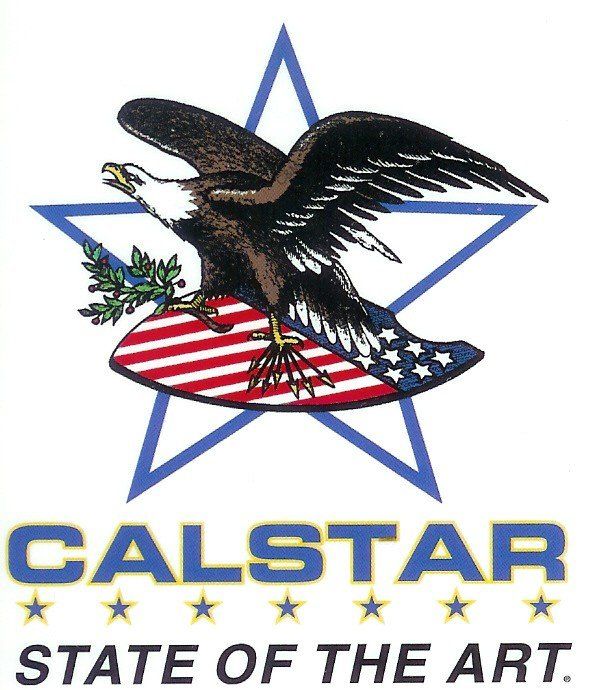 Calstar state of the art logo with an eagle on a star