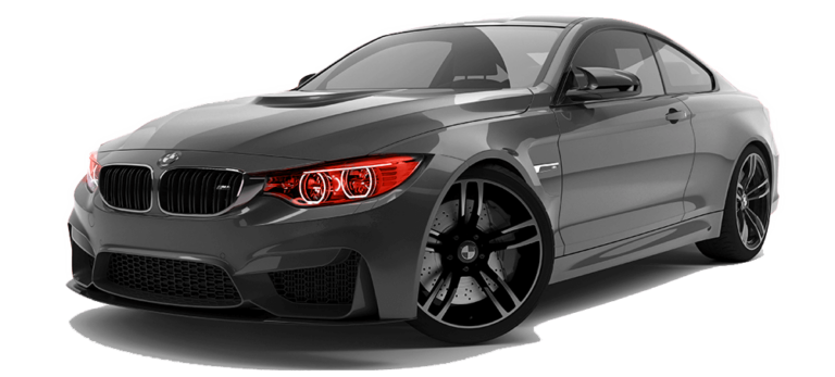 A bmw m4 coupe is shown on a white background.