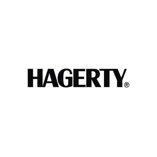 The hagerty logo is black and white on a white background.