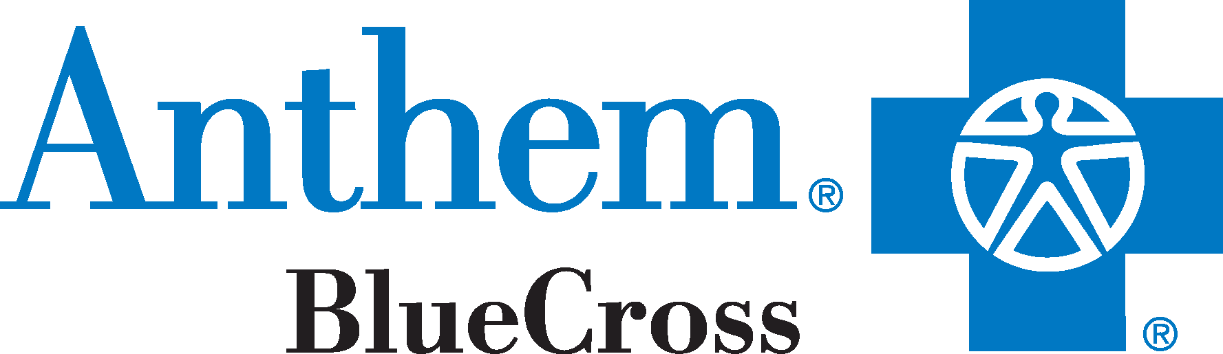 The logo for anthem bluecross is blue and white