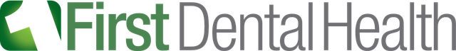 A green and white logo for first dental health