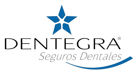 The logo for dentegra seguros dentales has a blue star on it.