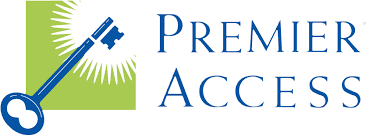 The logo for premier access shows a blue key on a green background.