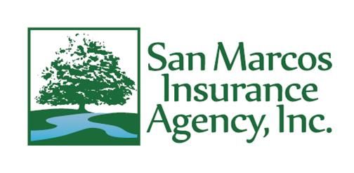 The logo for san marcos insurance agency inc. shows a tree and a river.