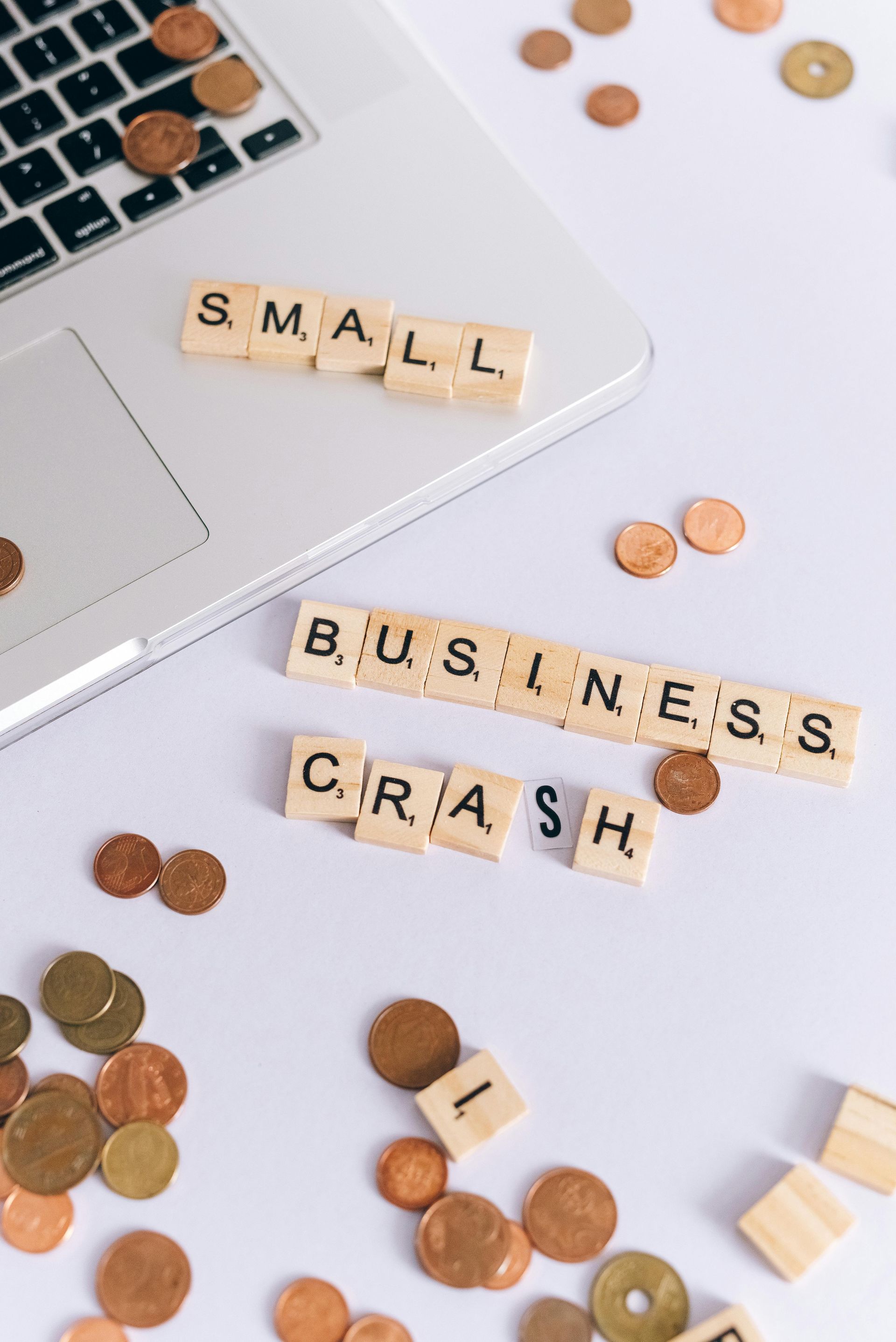 table displaying scrabble letters reading small business