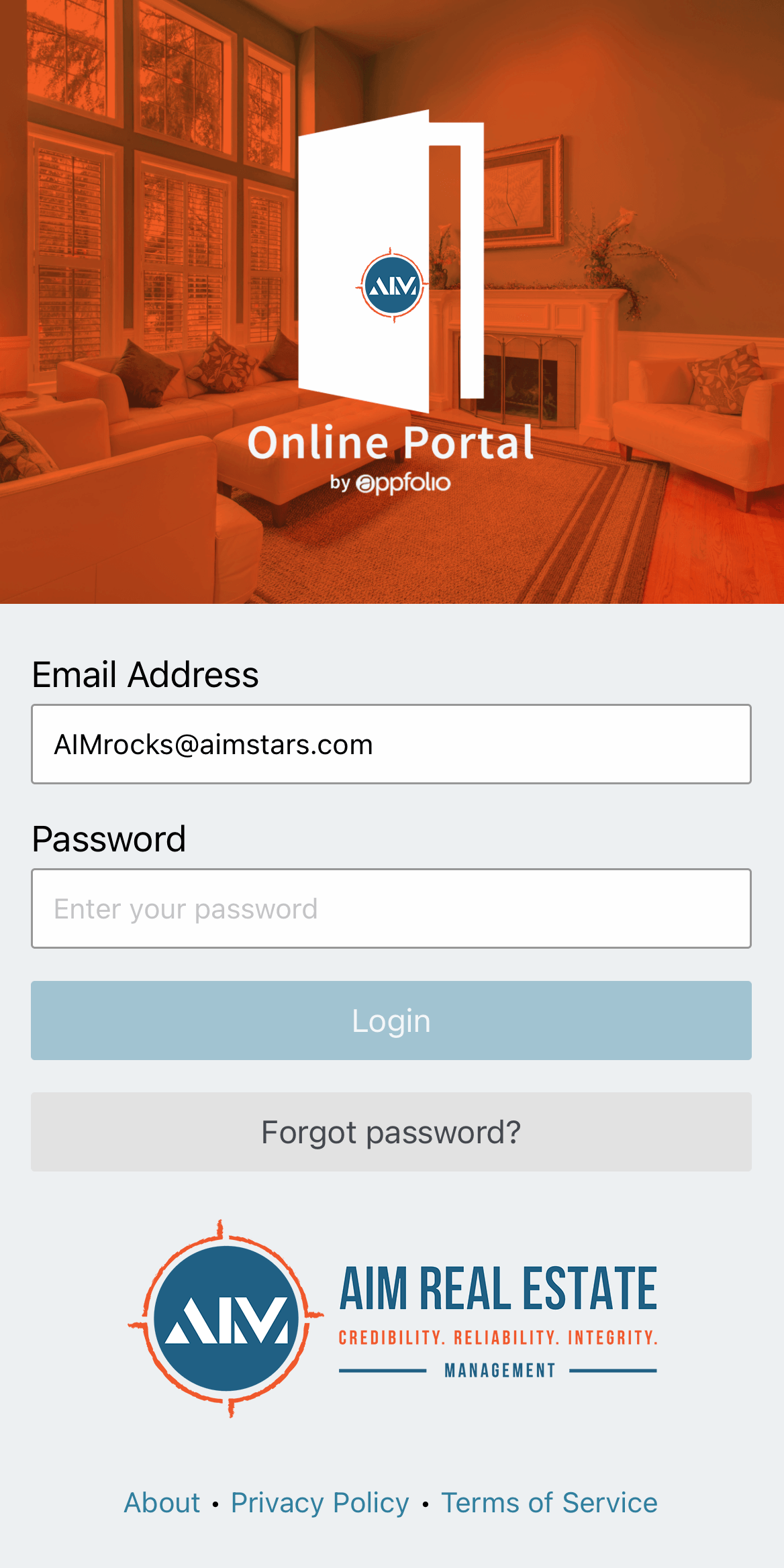 iPhone displaying Online Portal