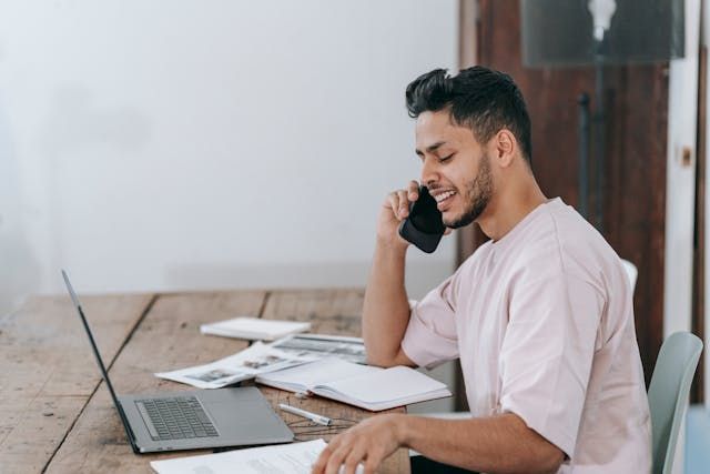 a man making a phone call