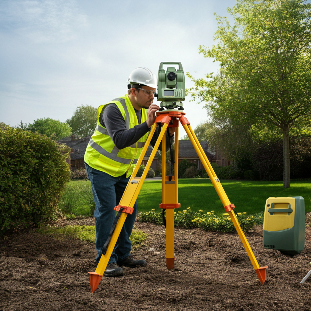 Professional land surveyor in action