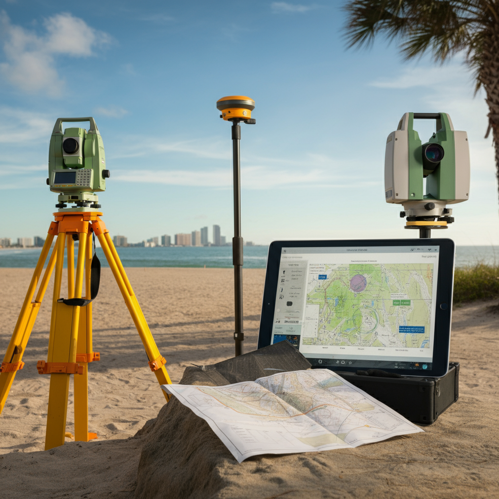 A laptop with a map on it sits on a sandy beach
