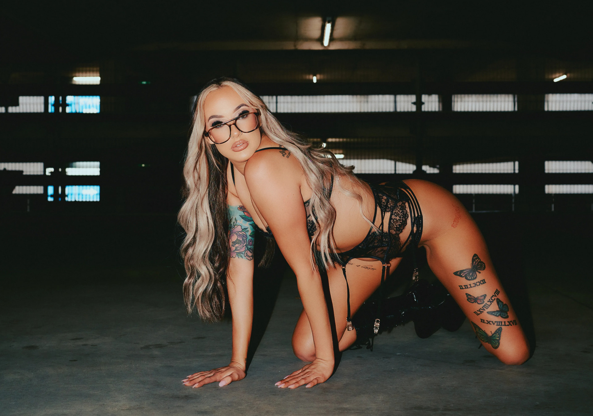 Blonde performer in corset