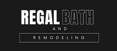 A black and white logo for regal bath and remodeling