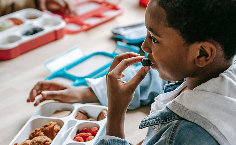Boy eating seasonal food