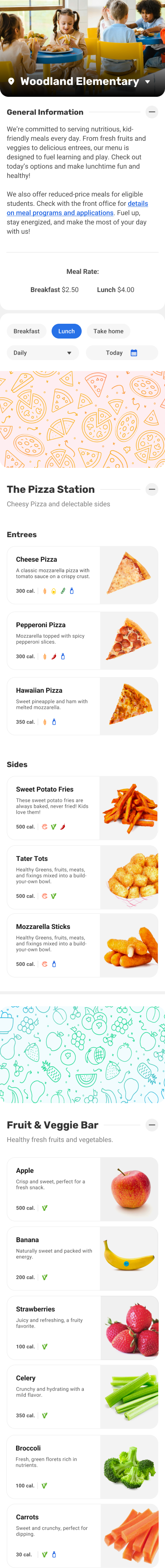 Metro District Essentials Menu Mobile view