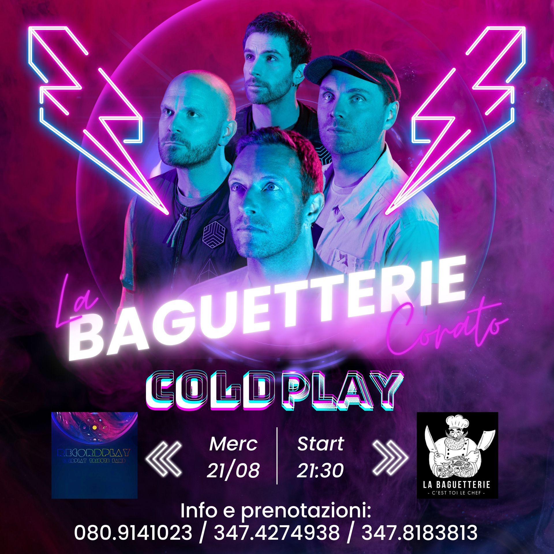 MERCOLEdì 21 AGOSTO 2024 - RECORDPLAY - COLDPLAY Tribute Band
