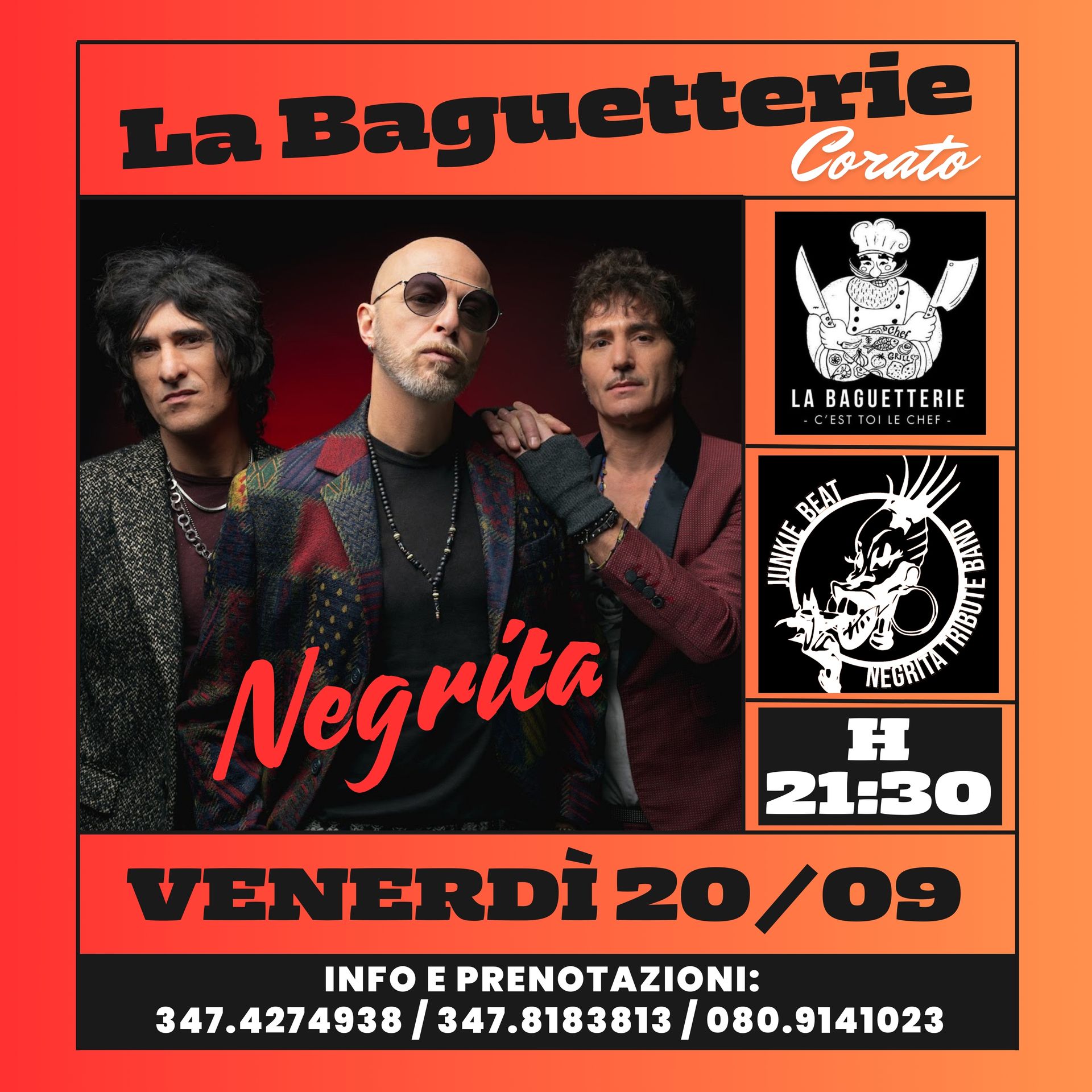 Venerdì 20 SETTEMBRE 2024 - JUNKIE BEAT - NEGRITA Tribute Band