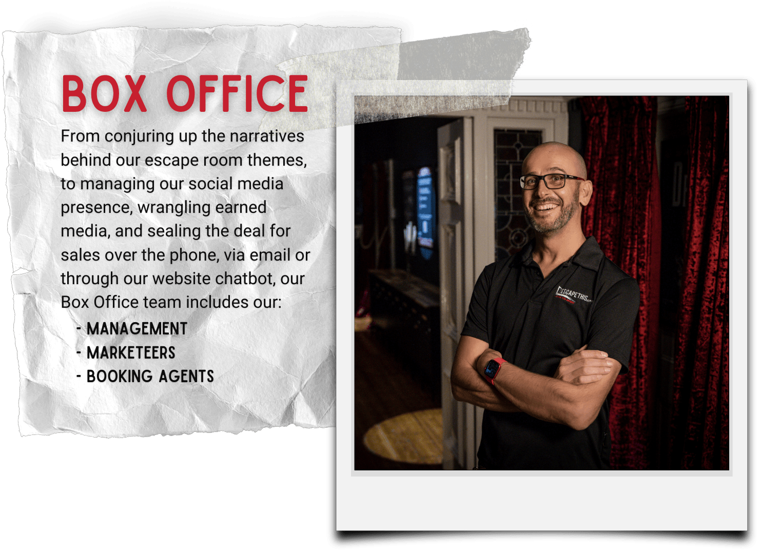 Escape This careers: escape rooms box office team