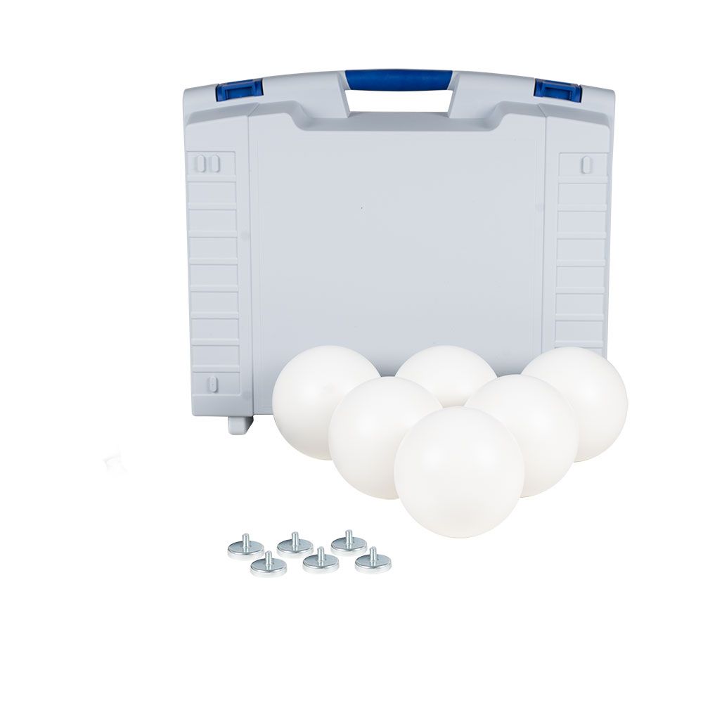 A case with six white bowls inside of it