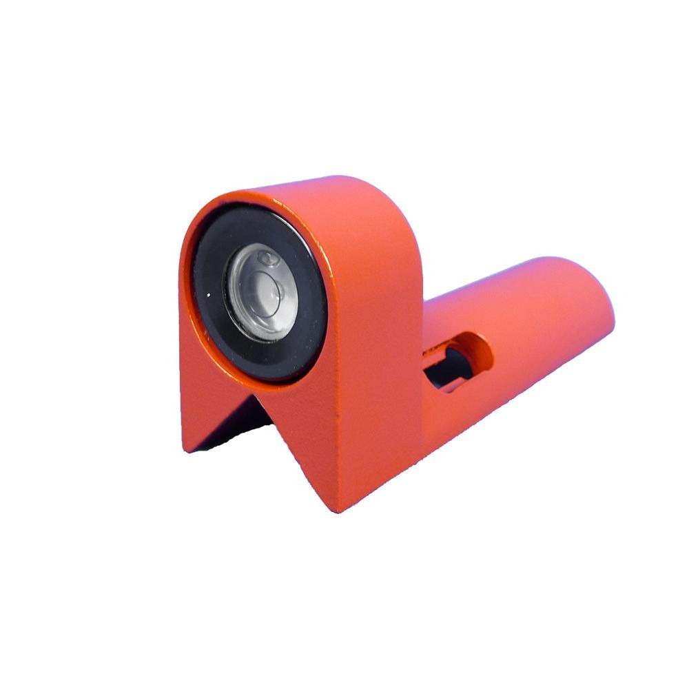 A person is holding a red and white pole in their hand