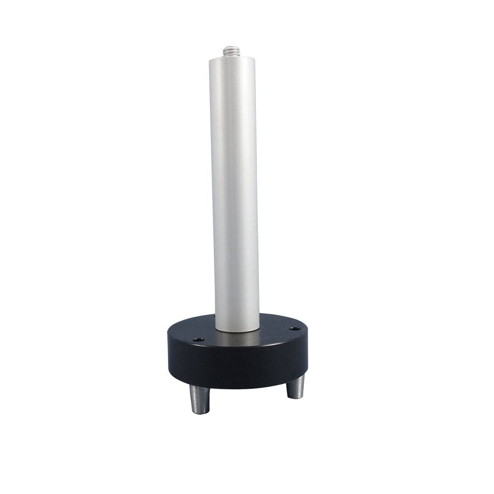 A metal cylinder with a black base on a white background.