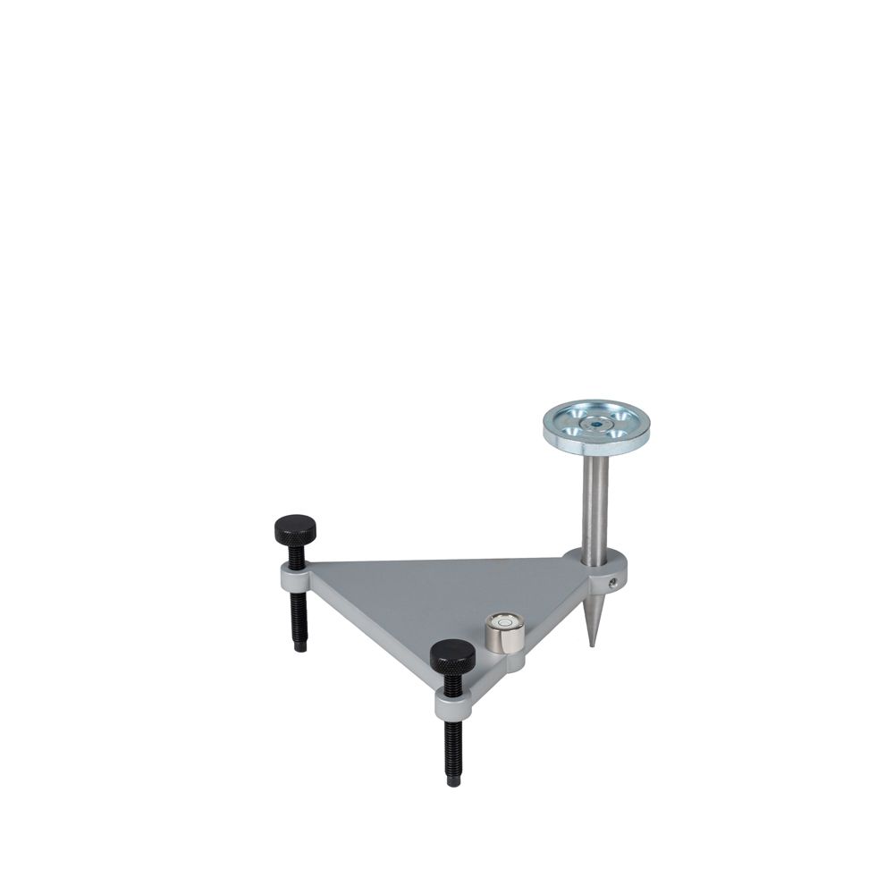 A triangle with a round object on top of it on a white background.