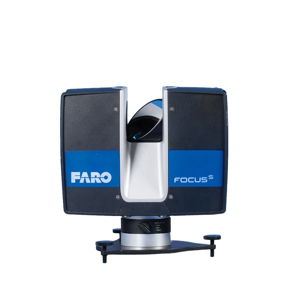 A person is holding a faro focus camera in their hands