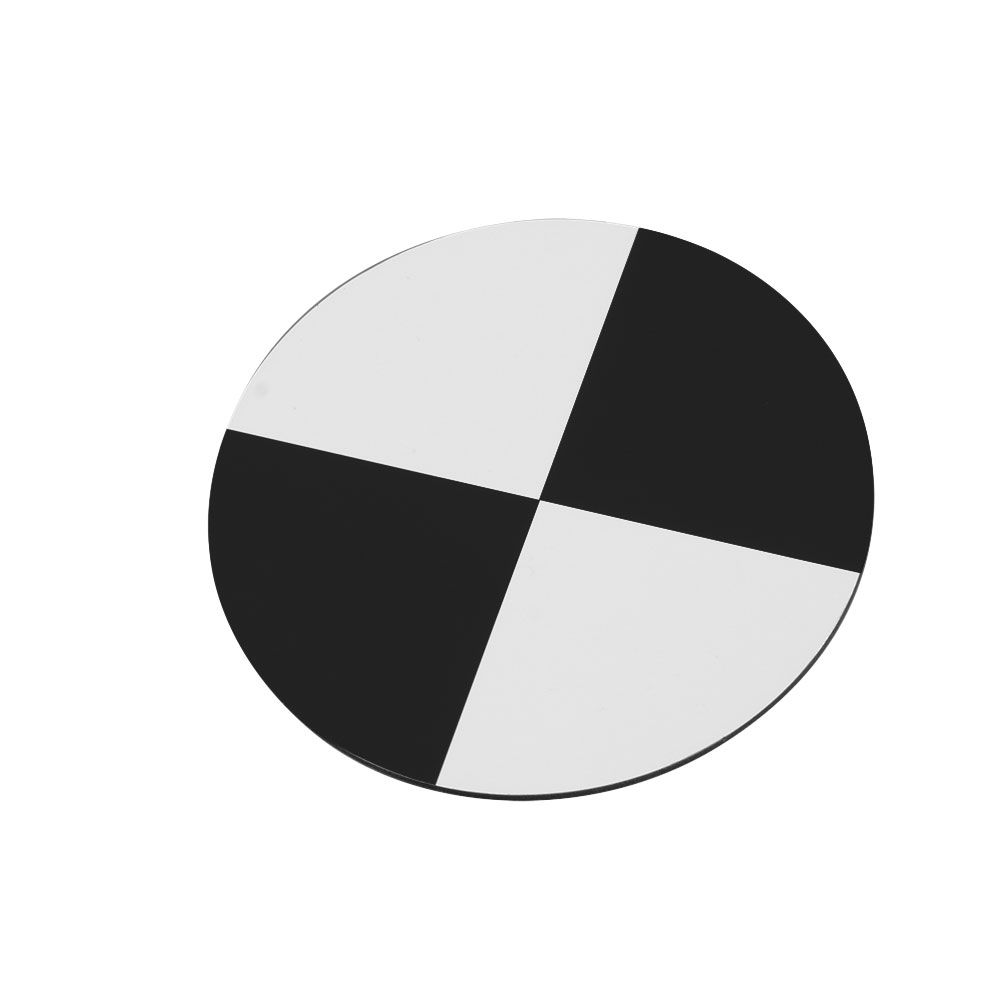 A black and white circle with the diameter of 6 inches